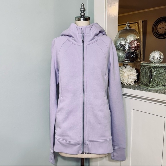 Lululemon Scuba Full Zip Hoodie Jacket Purple Lilac Ether Size 14 NWT - Picture 2 of 10